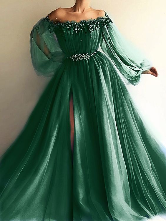 Green A-line Evening/Prom Dresses      fg1697
