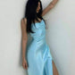 Simple party dress, birthday dress,blue prom dress     fg2891