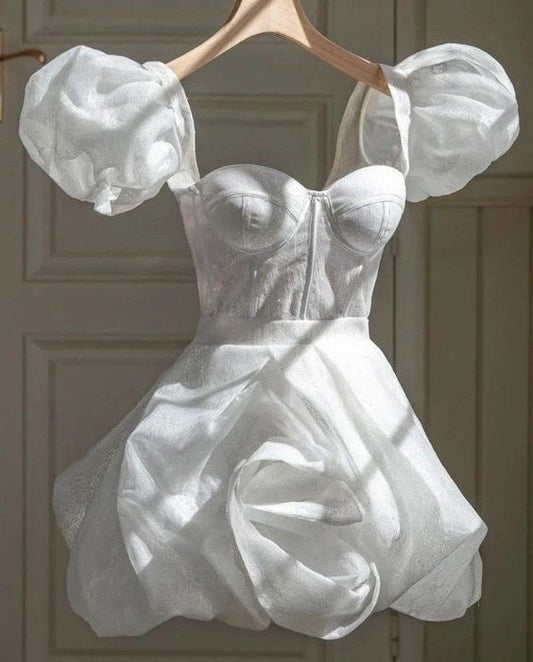 White Short Party Dress Homecoming Dress Short Wedding Dress      fg2312