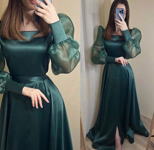 Green prom dress , unique prom dress    fg1455