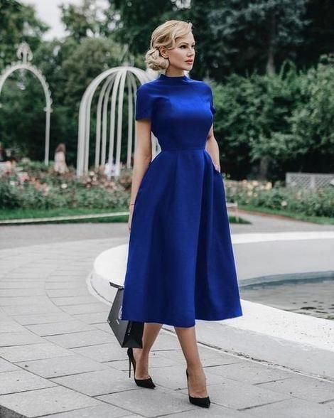 Royal Blue Tea Length Homecoming Dress       fg2133