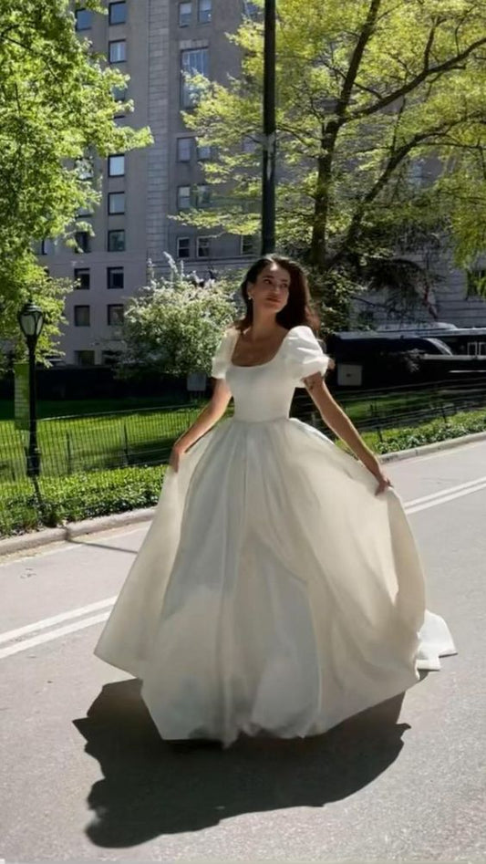 Ivory Long Prom Evening Dresses Simple Wedding Dress      fg2619