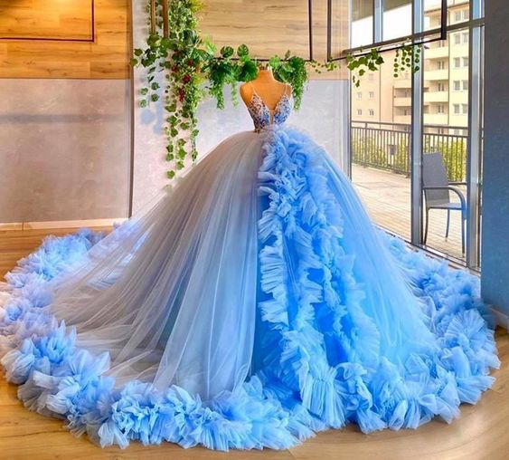 Blue Evening gowns, Long Ball Gown Prom Dresses    fg1198