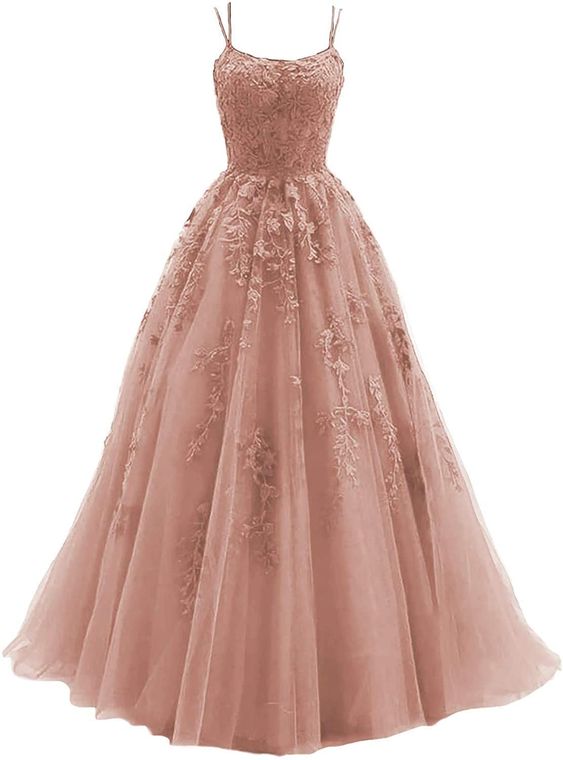 Pink Prom Dress Spaghetti Strap Formal Party Gown    fg1800