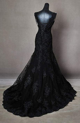 Elegant Black Modest Prom Dress   fg2500 main image 1