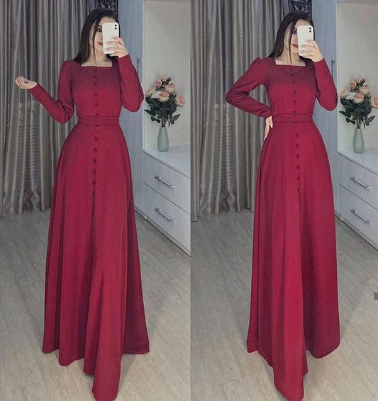 Fahsion party dress, evening dress, Long Burgundy Prom Dress      fg1715