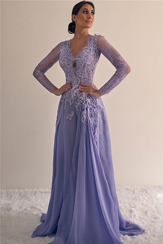 Gorgeous Long Sleeves Prom Dress Long With Appliques      fg2363