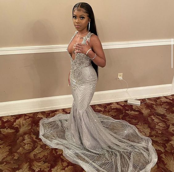 Silver Mermaid Women Formal Evening Party Prom Gowns fg2241 Silver Mermaid Women Formal Evening Party Prom Gowns fg2241