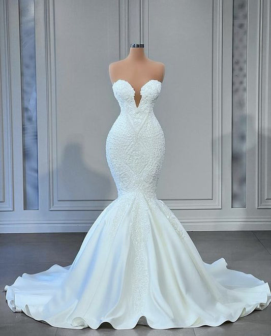white wedding dress, mermaid wedding dress    fg2583
