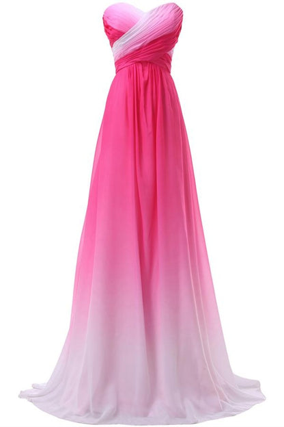 Pretty Pink Sweetheart Long Gradient Chiffon Prom Dresses,Elegant Prom Gowns     fg1821