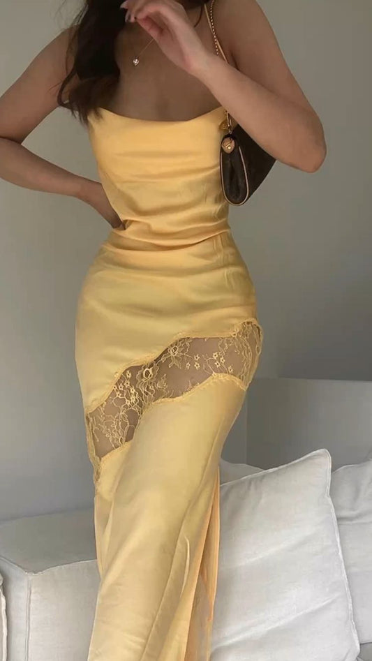 Yellow Long prom dresses sexy party dress    fg2323