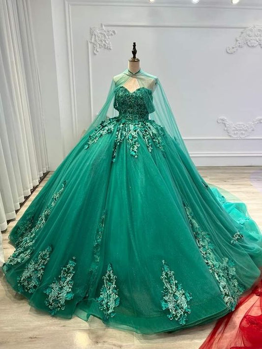 Green Long Ball Gown Party Gown Prom Dress     fg2612