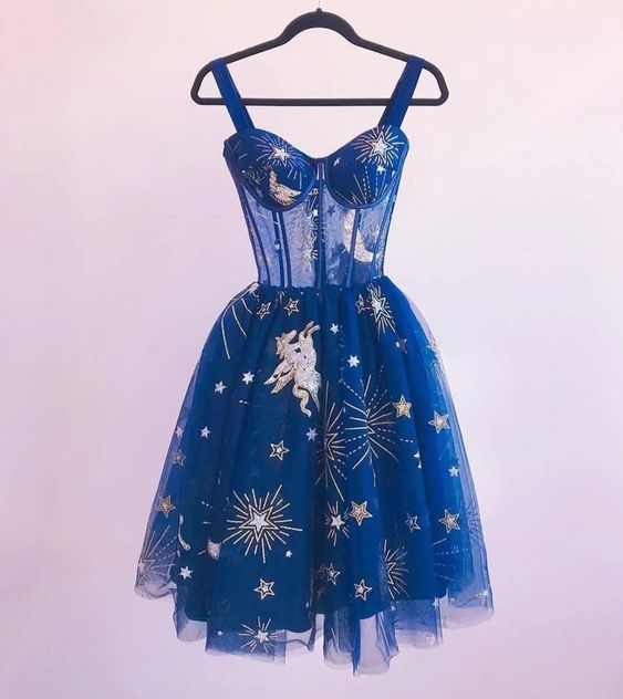 Blue Short Party Dress Homecoming Dress      fg2326