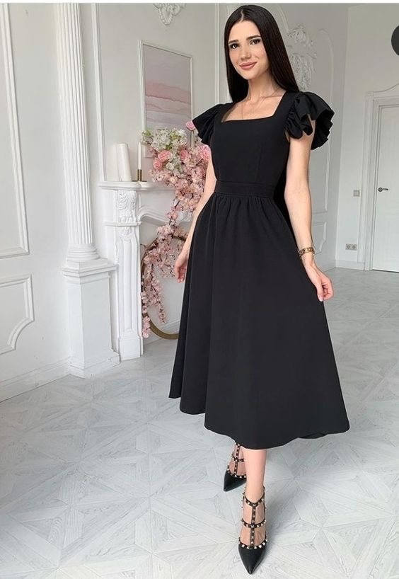 A Line Prom Dress,Black Evening Dress    fg2599
