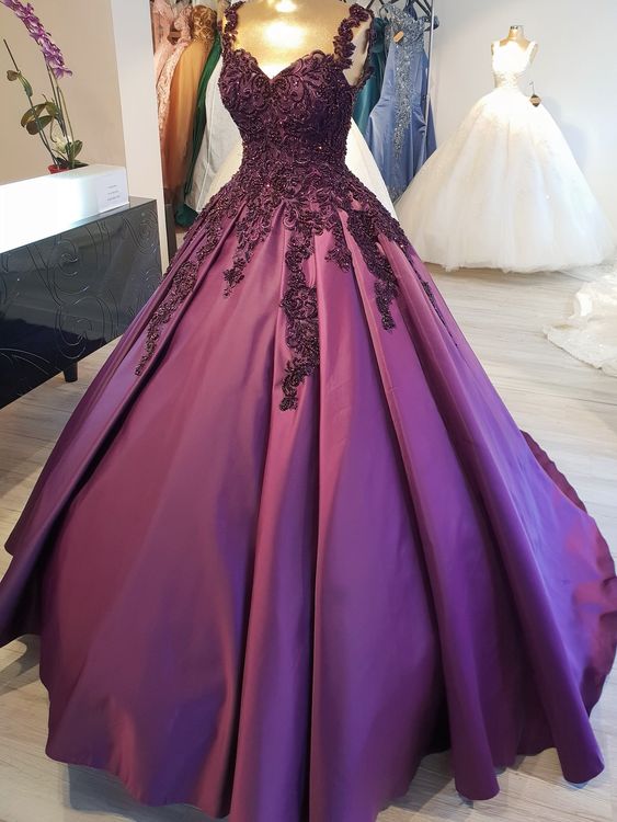 Purple Ball Gown Long Prom Dresses, Formal Graduation Evening Dresses     fg2009