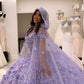 Lavender Princess Quinceanera Dress Ball Gown Lace Appliques Corset Sweet 15  Prom Dresses      fg2811