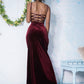 Elegant Mermaid Square Neck Burgundy Velvet Long Prom Dress    fg2327