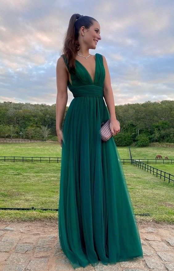 Stunning and Elegant Princess Party Wear Gown Green Prom Dresses     fg1146