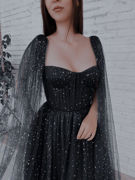A-Line Black Sequin Long Prom Gown     fg1076