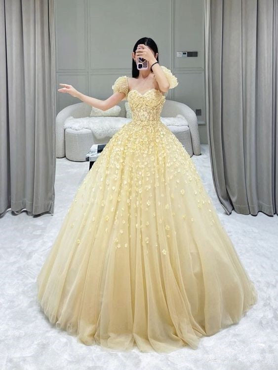 Yellow Prom Dresses Long, Formal Dress, Pageant Dance Dresses, School Party Gown      fg2090