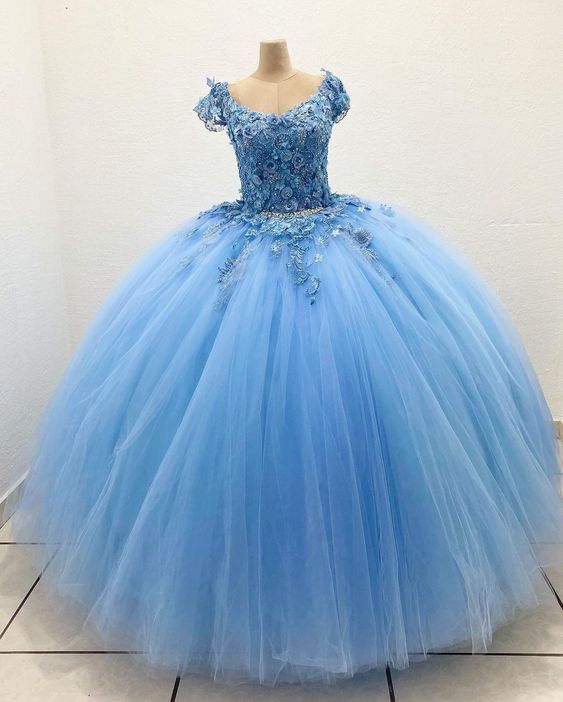 Blue Ball Gown Prom Dresses Long Evening Dresses      fg2193