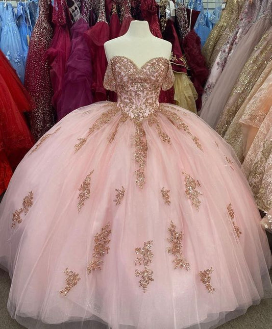 Pink Ball Gown Long Prom Gown Elegant Evening dress     fg2425