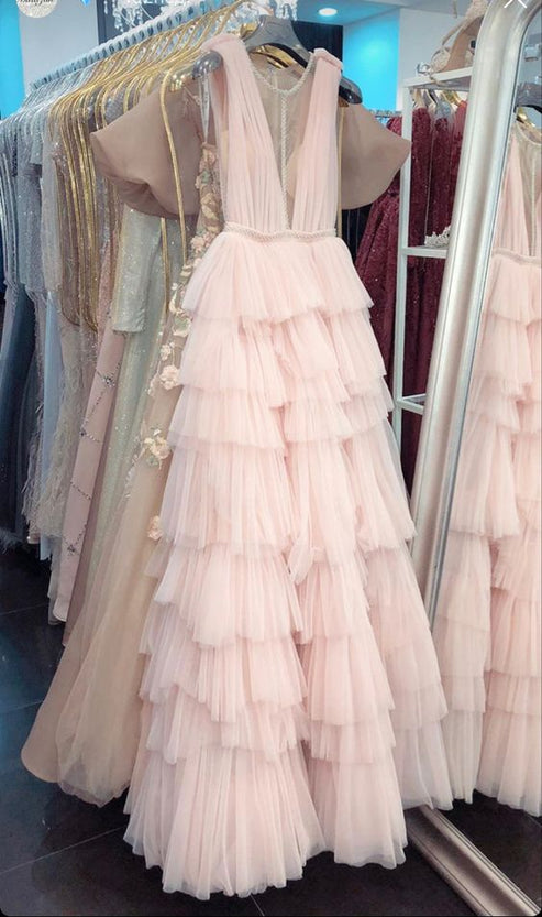 Pink Prom Dress Evening Dress, Long Vintage Dress     fg2982 main image 1