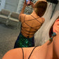Sheath V Neck Straps Dark Green Sequins Evening Party Dresses, Split Prom Dresses       fg3124
