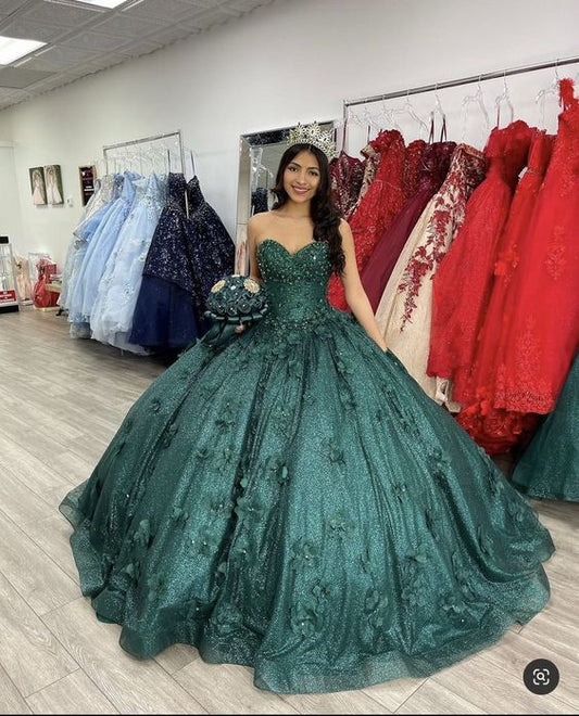 Green Ball Gown Long prom dresses evening party dress    fg2324