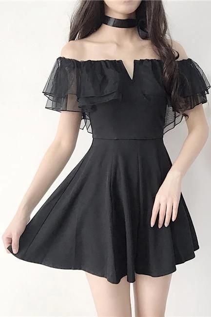 Black Off the Shoulder Short Dance Dresses, A Line Mini Homecoming Dress with Ruffles    fg1878