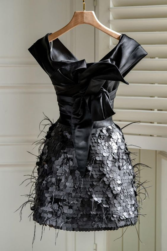 Black Short Party Dress Homecoming Dress      fg2318