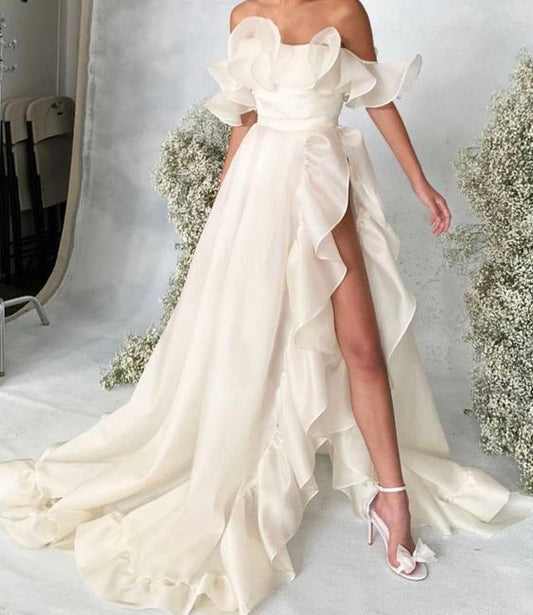 Ivory prom dresses, unique prom dresses, custom make evening dresses    fg2384
