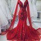 Unique Red Vintage Wedding Dress, Made to Measure Wedding Dress, Princess Bridal Gown Mermaid Prom Dress     fg3270