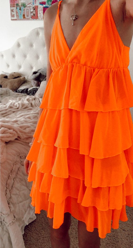 Orange party dress short cocktail dresses homecoming dress  fg3272