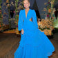 Long Sleeves Blue long prom dress,  evening dress      fg3293