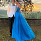 Off The Shoulder Blue long prom dress,  evening dress      fg3292