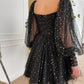 A-line tulle evening dresses, long sleeves princess dress homecoming dress     fg3316