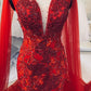 Unique Red Vintage Wedding Dress, Made to Measure Wedding Dress, Princess Bridal Gown Mermaid Prom Dress     fg3270