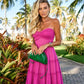 A line long prom dress, fuchsia evening dress      fg3320