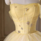 Simple party dress, birthday fairy dress, socialite senior yellow prom dress     fg2887