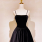 Simple black long prom dress, black evening dress     fg2937