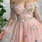 Pink tulle lace short prom dress off shoulder evening dress     fg1497