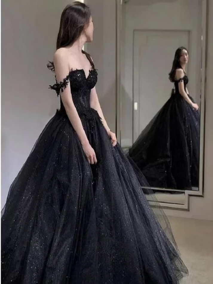 3D flowers embroidered tulle glitter dress