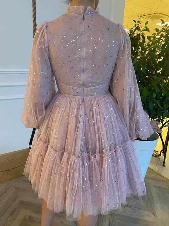 Pastel Pink Mini Dress Short Prom Dresses, Homecoming Dresses    fg2618