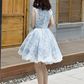 Light Sky Blue Homecoming Dress With Lace Appliques, Cute Short Formal Dress     fg2544