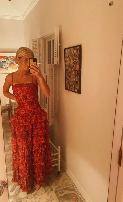 Elegant Spaghetti Straps A-line Floral Floor-length Prom Dress