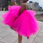 Chic Fuchsia Ruffles Short Tulle Dresses Women Puffy A-line Homecoming Dress     fg1765