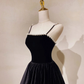 Simple black long prom dress, black evening dress     fg2937