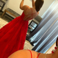 Red Spaghetti Straps Long Prom Dress with Appliques       fg2376