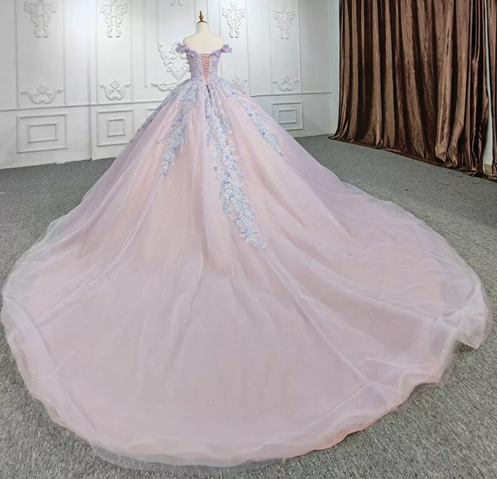 Sweetheart Off The Shoulder Beaded Floral Appliqu Quinceaera Ball Go ...